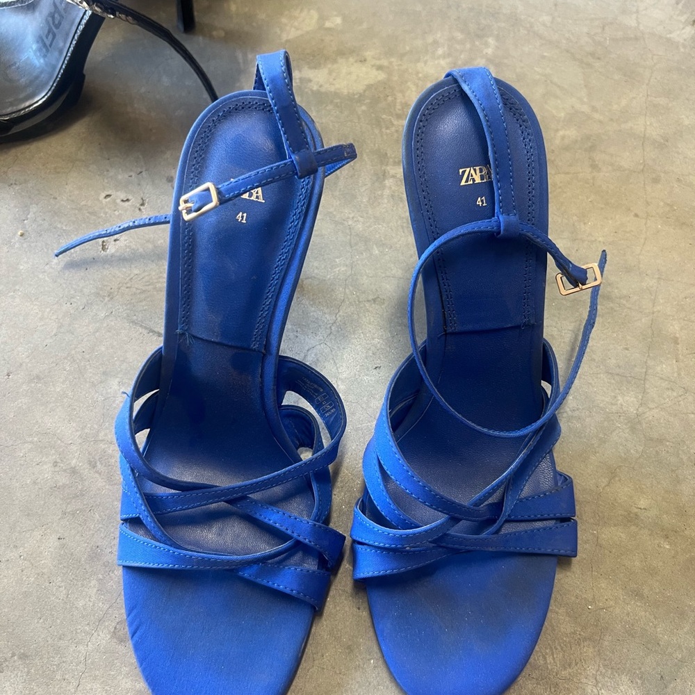 Zara Women's Vibrant Blue Heeled Sandals